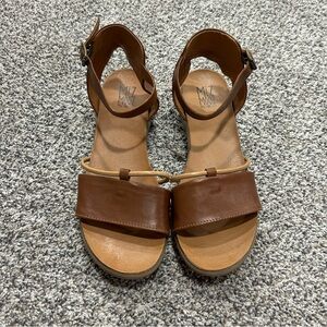 Miz Mooz Leather Ankle Strap Sandals Marcie Brandy Brown Size 42 US 11 Comfort